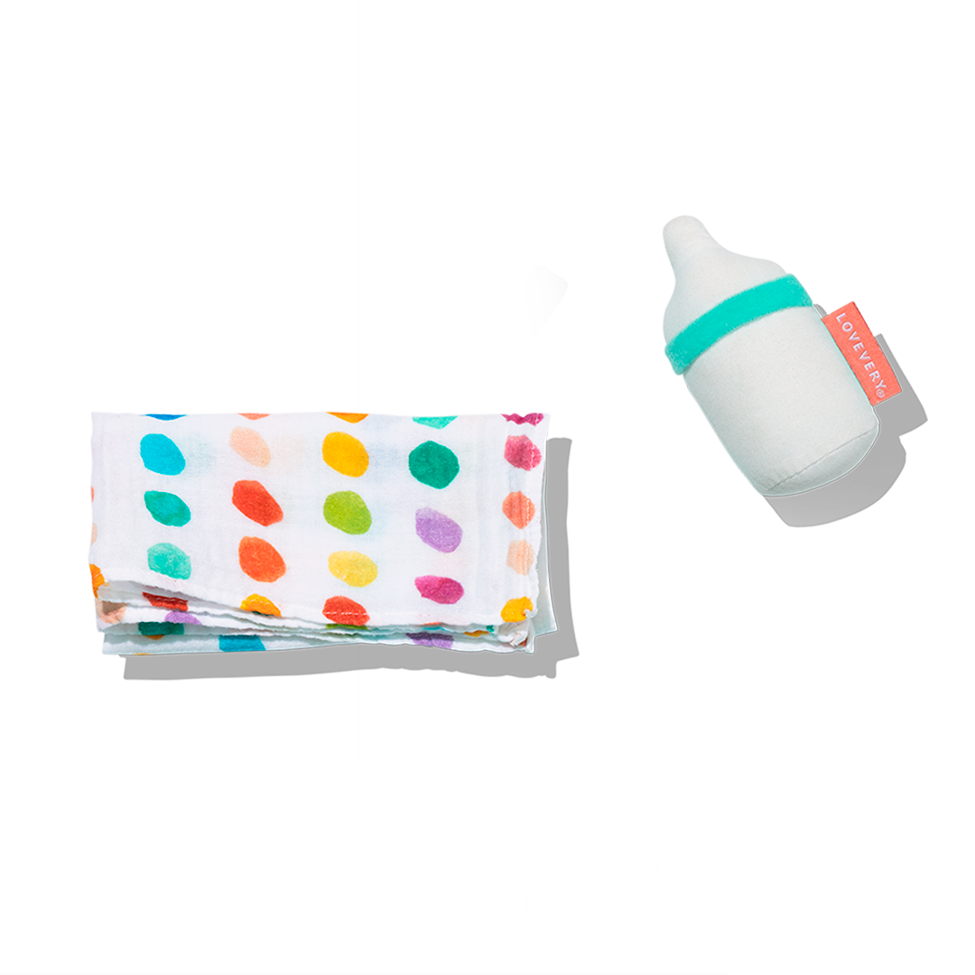 Soft Cotton Baby Bottle & Swaddle